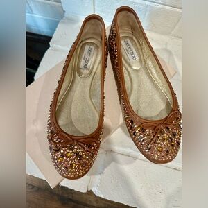 Jimmy Choo Exquisite Embellished Ballet Flats - Size 8.5